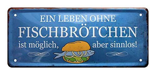Blechschild Ein Leben ohne Fischbrötchen ist möglich aber sinnlos - Metallschild Nordsee Ostsee Fisch Deko - Angler Geschenk - Dekoration Fisch Laden Restaurant Imbiss Bude Fischverkäufer - 28x12cm Blechschild Ein Leben ohne Fischbrötchen ist möglich aber sinnlos - Metallschild Nordsee Ostsee Fisch Deko - Angler Geschenk - Dekoration Fisch Laden Restaurant Imbiss Bude Fischverkäufer - 28x12cm von helges-shop