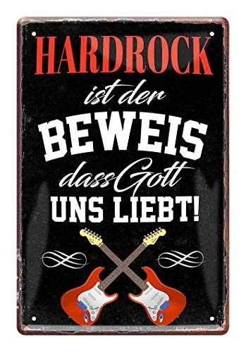 Blechschild Hardrock ist der Beweis - Deko Schild für zu Hause, Proberaum, Werkstatt, Garage - Metallschild für Hard Rock Fans mit witzigem Spruch - Glam Rock, Blues Rock, Heavy Metal - 20x30cm von helges-shop