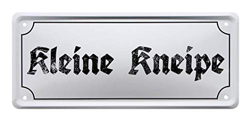 Blechschild Kleine Kneipe - Vintage Retro Deko Schild für Bar Biergarten Kneipe Pub Küche Partyraum Kellerbar - Dekoration Theke Tresen Man Cave Herrenzimmer - Geschenkidee für Kneipenwirt - 28x12cm von helges-shop