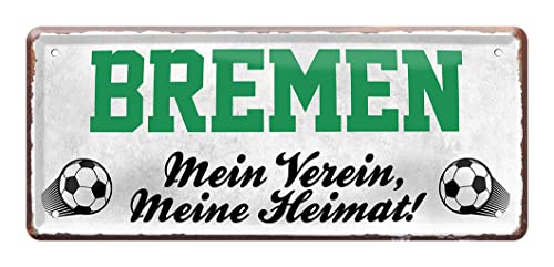 Bremen Fan Blechschild - Retro Fußball Schild - Deko Fanartikel für Wohnzimmer Kinderzimmer Werkstatt - schöne Geschenkidee für große und kleine Bremer Fussball Fans - 28x12cm von helges-shop