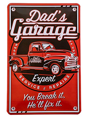 Dad's Garage - Vintage Retro Deko Blechschild für Garage Werkstatt - 20x30cm von helges-shop
