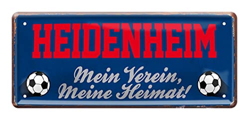 Heidenheim Fan Blechschild - Retro Fußball Schild - Deko Fanartikel für Wohnzimmer Kinderzimmer Werkstatt - schöne Geschenkidee für große und kleine Heidenheimer Fussball Fans - 28x12cm von helges-shop