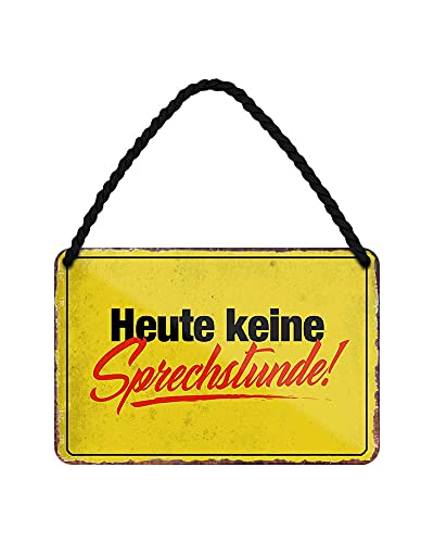 Heute Keine Sprechstunde Schild - lustiges Türschild mit witzigen Spruch - Metallschild mit Kordel und Saugnapf - Hängeschild für Arbeitsplatz Büro Arbeitszimmer Schreibtisch Firma - 18x12cm von helges-shop