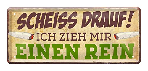 Ich zieh mir einen rein Blechschild - Retro Deko Schild - Cannabis Joint Weed Hanf Marihuana Pott Gras Dope Raucher - Metallschild lustiger Spruch - Geschenk Pflanzenliebhaber Kiffer - 28x12cm von helges-shop