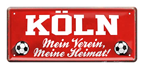 Köln Fan Blechschild - Retro Fußball Schild - Deko Fanartikel für Wohnzimmer Kinderzimmer Werkstatt - schöne Geschenkidee für große und kleine Kölner Fussball Fans - 28x12cm von helges-shop