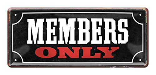 Members Only Deko Blechschild - Retro Blechschilder Dekoration für Partyraum Bar Wohnzimmer Clubraum Teenager Kinder Jugend Zocker Zimmer - 28x12cm von helges-shop