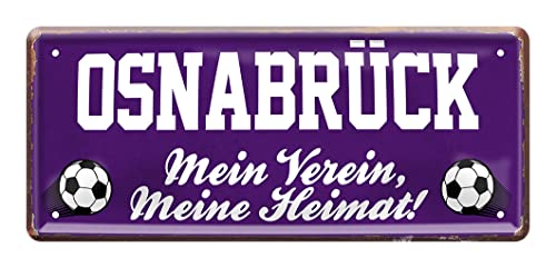 Osnabrück Fan Blechschild - Retro Fußball Schild - Deko Fanartikel für Wohnzimmer Kinderzimmer Werkstatt - schöne Geschenkidee für große und kleine Osnabrücker Fussball Fans - 28x12cm von helges-shop