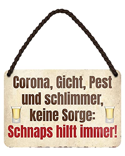 Schnaps hilft immer - witziges Metallschild mit Kordel und Saugnapf - lustiges Schild für Schnapstrinker - Deko für Küche Restaurant Wirtshaus Biergarten Kneipe Pub Bar Kellerbar Hausbar - 18x12cm Schnaps hilft immer - witziges Metallschild mit Kordel und Saugnapf - lustiges Schild für Schnapstrinker - Deko für Küche Restaurant Wirtshaus Biergarten Kneipe Pub Bar Kellerbar Hausbar - 18x12cm von helges-shop