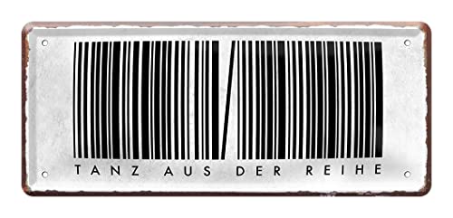 Tanz aus der Reihe Schild - lustiges Deko Blechschild - witziges Metallschild zur Dekoration von Partykeller Partyraum Kellerbar - mit Montageset - Geschenkidee für Techno Fans - 28x12cm von helges-shop