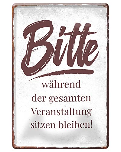 Toiletten Retro Deko Metallschild - Blechschild für Gästeklo oder Bad - Wanddeko für Klosett Örtchen - Toilettenschild mit lustigem Spruch - 20 cm x 30 cm von helges-shop