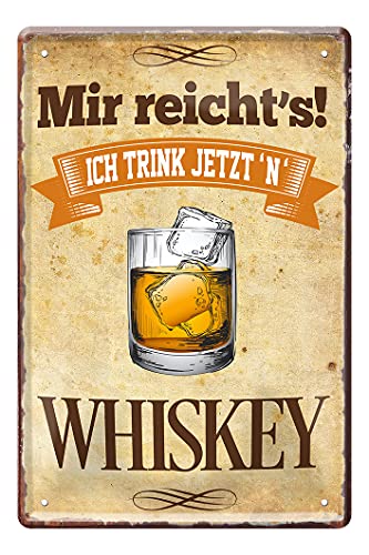 Whiskey Blechschild - Retro Deko Schild - Metallschild für Whiskey Genießer - Geschenk Whisky Set - schottischer amerikanischer irischer Whisky - Dekoration Theke Kneipe Hausbar Bar Pub - 20x30cm von helges-shop