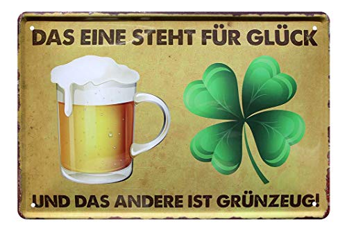 Witziges Bier Blechschild - lustiges Retro Deko Schild - Spruch Zitat Bier Metallschild - Dekoration Bar Partyraum Partykeller Stammtisch Kneipe Kellerbar Biergarten - Geschenk Biertrinker - 30x20cm von helges-shop