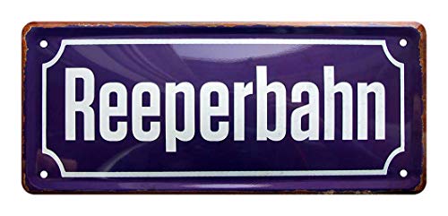 helges-shop Reeperbahn - Retro Dekoration Blechschild - Metallschild im Straßenschild Stil - Deko Schild für Hamburg St. Pauli Fans - Wanddeko inkl. Befestigungsset - 28x12cm von helges-shop