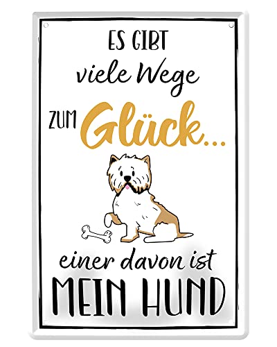 helges-shop Retro Deko Hunde-Blechschild für Haustür Flur Eingang | Geschenk für Hundeliebhaber Hundebesitzer Hundefans - 20 cm x 30 cm von helges-shop