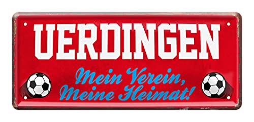 helges-shop Uerdingen Fan Blechschild - Retro Fußball Schild - Deko Fanartikel für Wohnzimmer Kinderzimmer Werkstatt - schöne Geschenkidee für große und kleine Uerdinger Fussball Fans - 28x12cm von helges-shop