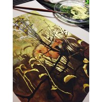 Das Rote Eichhörnchen - Golden Edition Fine Art Print Blattgold-Metallic von heliocyan