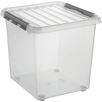 helit Aufbewahrungsbox "the q-line", mit Deckel, 360° schwenkbare Rollen, 38 Liter, transparent von helit