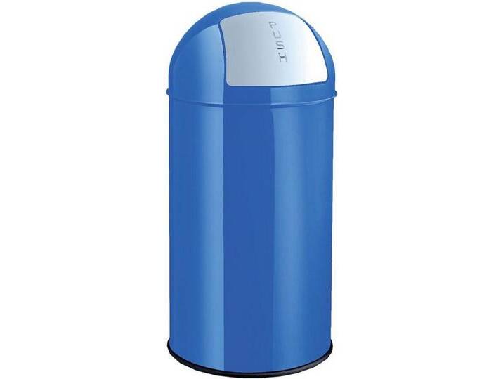 HELIT Papierkorb Abfallbehälter 30l Metall mit Push-Einwurfklappe blau, blau von helit