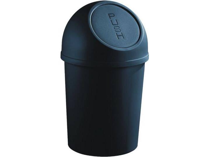 HELIT Papierkorb Abfallbehälter 6l Kunststoff mit Push-Deckel schwarz Packung mit 6 Stü, schwarz von helit