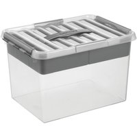 helit Aufbewahrungsbox "the q-line", mit Deckel, Tragegriff u. 1 Einsatz á 7 Fächer, 22 Liter, transparent helit Aufbewahrungsbox "the q-line", mit Deckel, Tragegriff u. 1 Einsatz á 7 Fächer, 22 Liter, transparent von helit