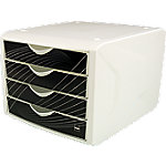 helit Schubladenbox mit 4 Schubladen Kunststoff Weiß , Schwarz 26.2 x 33 x 21.2 cm von helit