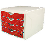 helit Schubladenbox mit 4 Schubladen Weiß, Rot 26,2 cm von helit
