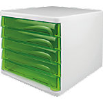 helit Schubladenbox mit 5 Schubladen Grün, Weiß 26,8 cm 4 Stück von helit