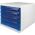 helit Schubladenbox mit 5 Schubladen Weiß, Blau 26,8 cm 4 Stück von helit