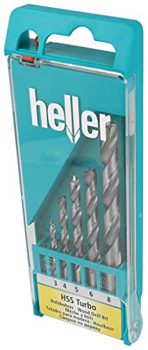 Heller Tools 335 HSS Turbo Holzbohrer, Silber-Schwarz, 3/4/5/6/8 mm von heller