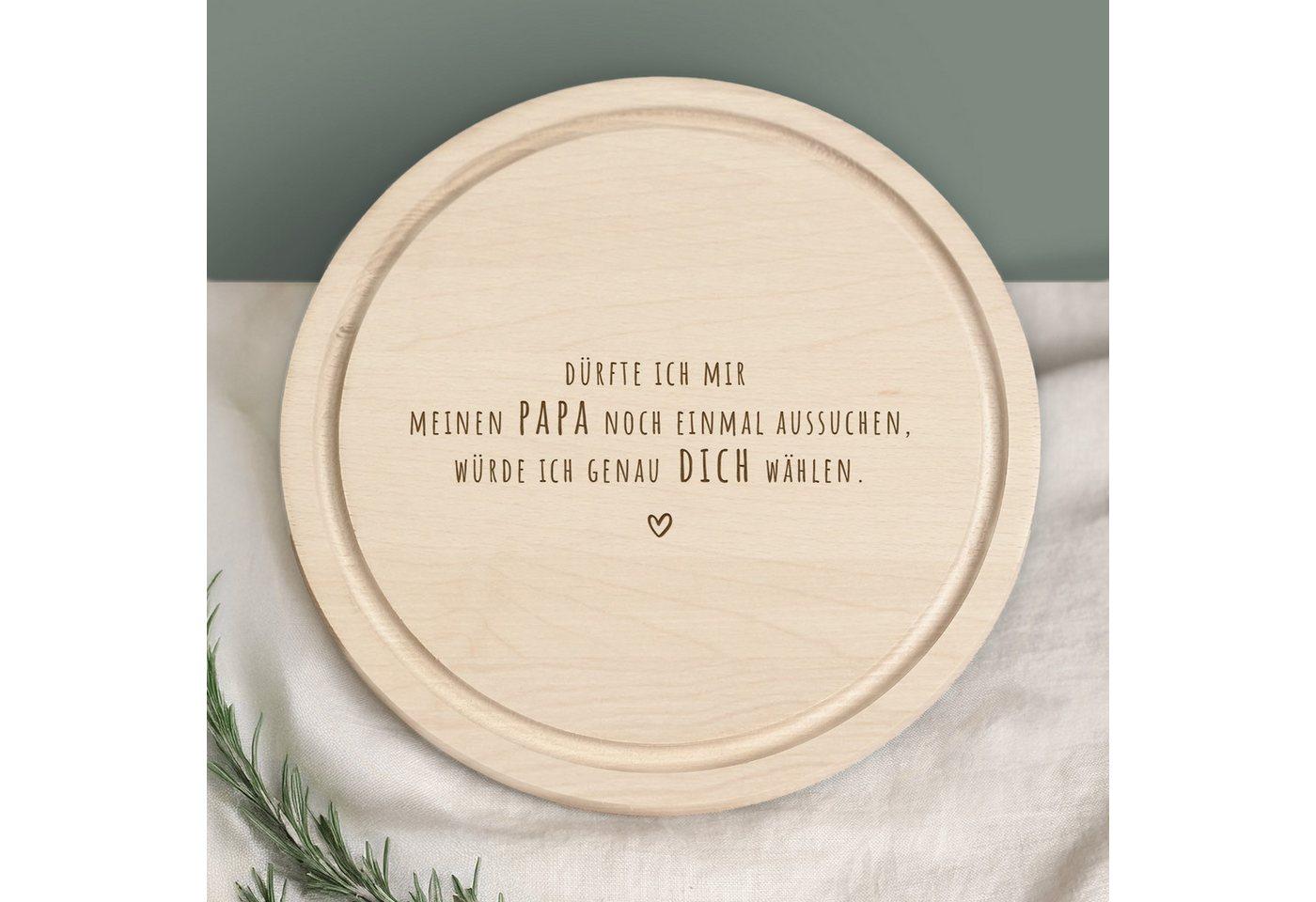 hellomini Frühstücksbrett Frühstücksbrettchen Rund Buche "Papa aussuchen" Geschenk zum Vatertag, Holz, (1-St), mit Gravur, Vatertagsspruch von hellomini