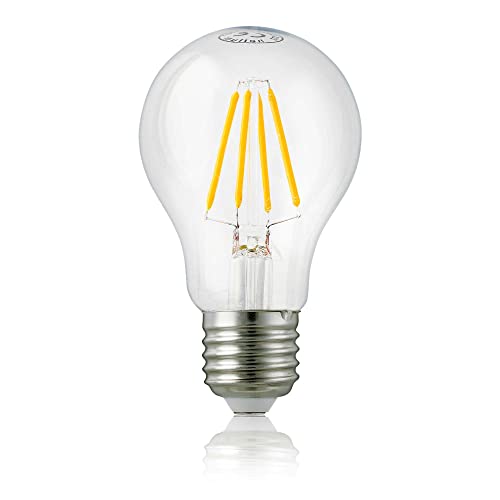 hellum 206500 LED-Filament-Glühlampe A60, E27, 4,5W, dimmbar, entspricht 40 Watt, 470 Lumen, klar, A++, warm-weiß 2700K, 330° Abstrahlwinkel, 25000 Stunden, innen und außen von hellum