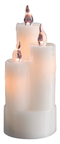 hellum LED Wachskerzen Kombination, Ø 8cm x 20cm hoch, weiße LED Kerzen mit flackernde Flamme, Kerzen mit Batterien (2xAA nicht inkl.), Weihnachtsbeleuchtung Deko, Echtwachs 571936 von hellum