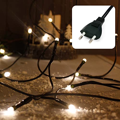 hellum Lichterkette 50 LED, 7,35m Länge, Lichterkette innen, klassisch warmweiß, 59lm, Lichterkette grün mit Stecker, Weihnachtsbaum Lichterkette 579130 von hellum