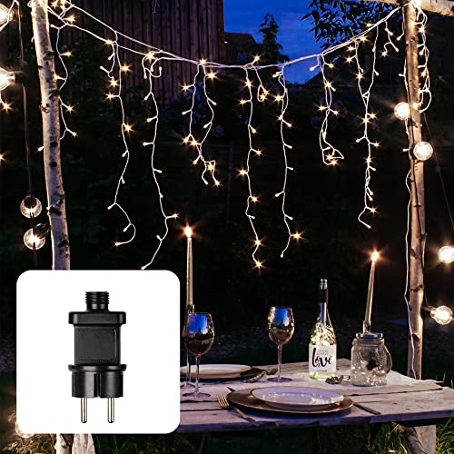 hellum Lichterkette Außen, LED Eislichtvorhang, Lichtervorhang 4x0,67m beleuchtet, 180 LED Lichterkette Außen Weihnachten mit weißem Kabel und 10m Zuleitung, Weihnachtsbeleuchtung Außen, 565171 von hellum