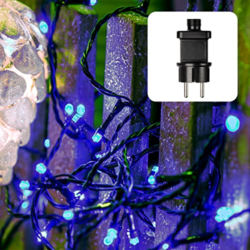 hellum LED Lichterkette blau mit 80 LED, Lichterkette außen oder innen strombetrieben, outdoor 7,9m beleuchtete Länge mit Kabel grün, Außen-Transformator <59 lm 560848 von hellum