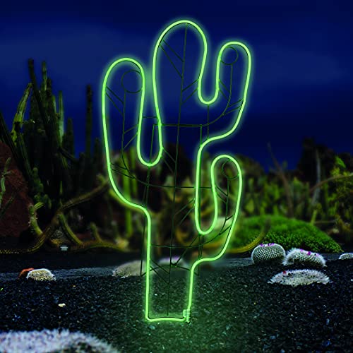 hellum LED Figur Neon Kaktus Metall Wanddeko beleuchtet Leuchte Außen Garten Deko IP44 578409 von hellum
