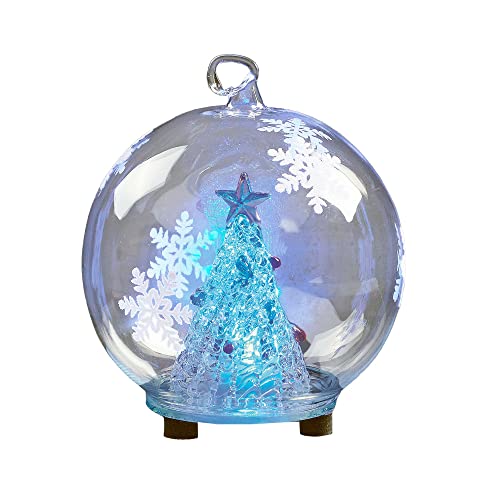 Hellum LED Glaskugel mit Tannenbaum Figur, Weihnachtsbaum mit Farbwechsel, Deko bunt beleuchtet, Batterie (3x LR44 inkl) Weihnachten Baumschmuck Weihnachts-Dekoration Christbaum-Beleuchtung 522273 von hellum