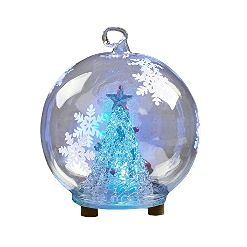 Hellum LED Glaskugel mit Tannenbaum Figur, Weihnachtsbaum mit Farbwechsel, Deko bunt beleuchtet, Batterie (3X LR44 inkl) Weihnachten Baumschmuck Weihnachts-Dekoration Christbaum-Beleuchtung 522273 von hellum