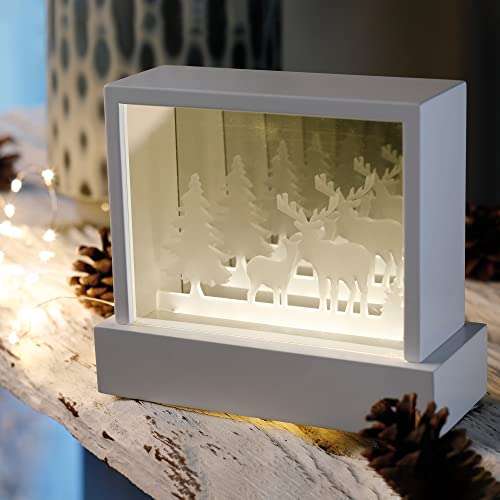 hellum LED Bild mit 3D Effekt, Leuchtbild batteriebetrieben (3xAA Nicht inkl.), Bild beleuchtet, Weihnachtsdeko innen, LED Bild Fenster, Bild beleuchtet für innen 522099 von hellum