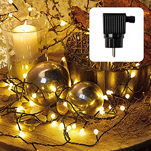 hellum LED Kugel Lichterkette warmweiß, Partybeleuchtung mit 80 LED Perlen, IP44 Außen-Transformator, außen & innen zu Weihnachten, Party-Deko, Garten, Sommer, 560893 von hellum