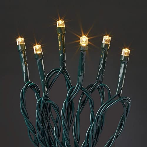 hellum Lichterkette außen 240 LED, Lichterkette mit Batterie (4x AA, nicht inkl.), Timer und Dämmerungssensor, beleuchtete Länge 23,90 m, Terassenbeleuchtung warmweiß, Kabel grün 522716 von hellum