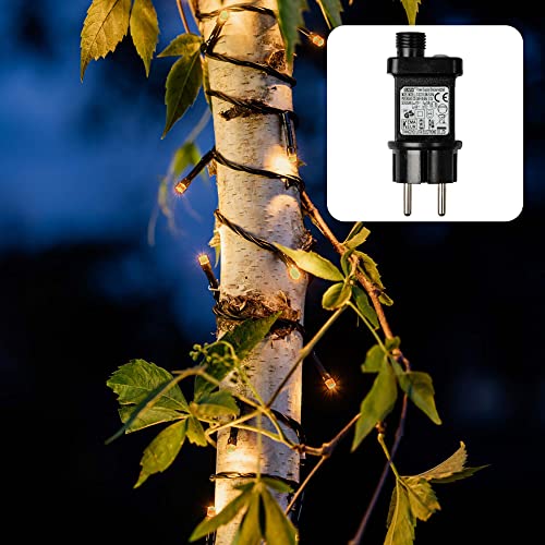 hellum LED Lichterkette Außen oder Innen, Lichterkette Lichtfarbe Mandarine mit Timer, strombetrieben mit 80 LED <59 lm Weihnachtsbaumbeleuchtung mit Kabel in Grün 150032 von hellum