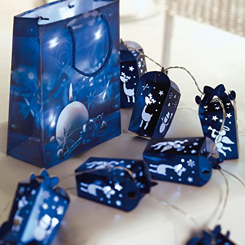 hellum LED Lichterkette mit 10 blauen Geschenkboxen, 10 LED, kaltweiß, Batteriebetrieben (3x AA, nicht enthalten), innen IP20, LED Kabel transparent, beleuchtete Länge 1,85m, 520279 von hellum