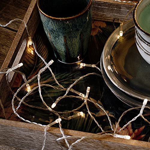 hellum Lichterkette innen, 50 er LED Lichterkette mit Timer, beleuchtete Länge 7,35m, batteriebetrieben, Kabel transperent, Lichtfarbe warmweiß <59 Lumen 524253 von hellum