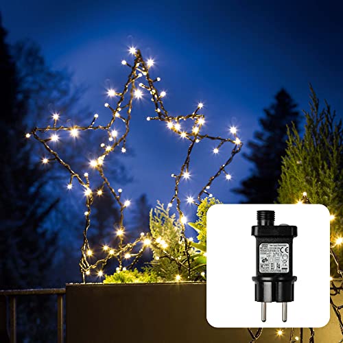 Hellum LED Weihnachtsstern außen, Weihnachtsbeleuchtung außen Figur, Weihnachtsstern, schwarz, 90 LED, warm-weiß, 50x50cm, 2D/3D wählbar, Garten, Terrasse, Balkon, IP44 Transformator, 6h Timer, 578355 von hellum