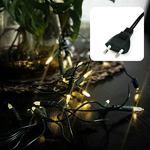 hellum Pisello LED-Lichterkette innen, 220V strombetrieben Lichterkette warm-weiß 100er LEDs beleuchtete Länge 14,35m, Kabel grün Wohnzimmer DIY Dekoration Weihnachtsbaum Stecker für Innen 560916 von hellum