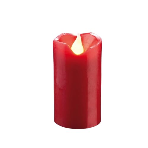 hellum 4er Set LED Kerze, Ø 5cm x 9,5cm hoch, 4 Stück rote LED Kerzen, mit Batterien (je 2xAA nicht inkl.), Weihnachtsbeleuchtung Deko, Echtwachs 150797 von hellum