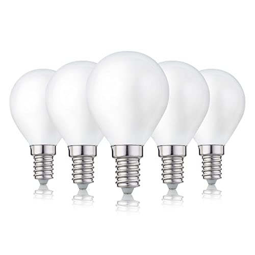 hellum E14 LED warmweiss Glühbirne im 5er-Set, LED E14 warmweiß mit 2,5W ersetzt Filament Glühbirne mit 25W, mit 2700K und 250lm, Lampe in Tropfenform G45 208207 von hellum