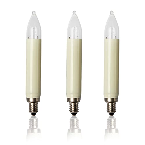 hellum Ersatz-Kerzen für Weihnachtsbaum Kerzen Lichterketten innen und außen, 3 Stück 16V 3W Schaftkerze für Lichterketten mit 15 Brennstellen, ø15mm E10/ 16V/ 3W/ 22Lumen 904031 hellum Ersatz-Kerzen für Weihnachtsbaum Kerzen Lichterketten innen und außen, 3 Stück 16V 3W Schaftkerze für Lichterketten mit 15 Brennstellen, ø15mm E10/ 16V/ 3W/ 22Lumen 904031 von hellum