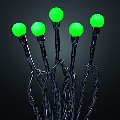 hellum Kugel Lichterkette mit Timer, LED Lichterkette innen mit 20 grüne LED Kugeln, Partybeleuchtung beleuchtet 190cm, Batteriebetrieben indoor für Party, Gerten, Weihnachten Dekoration, 521214 von hellum